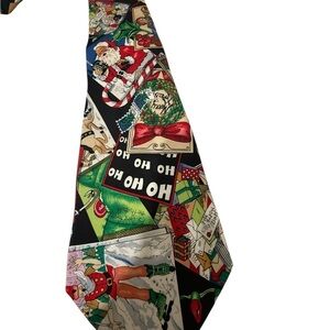 Nicole Miller 1994 Santa Holiday 100% Silk Christmas Novelty Neck Tie 56 inches